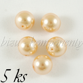 Zlatavé voskované perle, 12mm 5ks