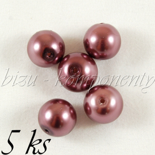 Šedofialové voskované perle 12mm 5ks
