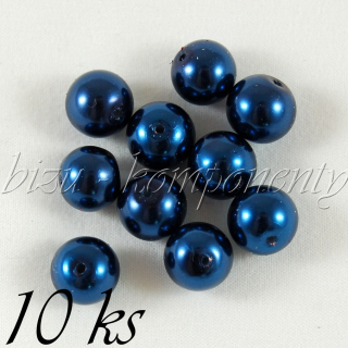 Tmavě modré voskované perle 10mm 10ks